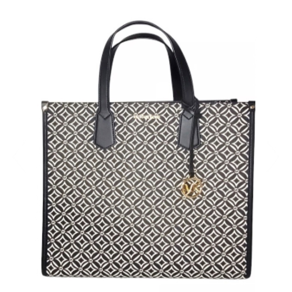 Michael Kors Maple Large NS Tote Black Light Cream MK Logo Bag